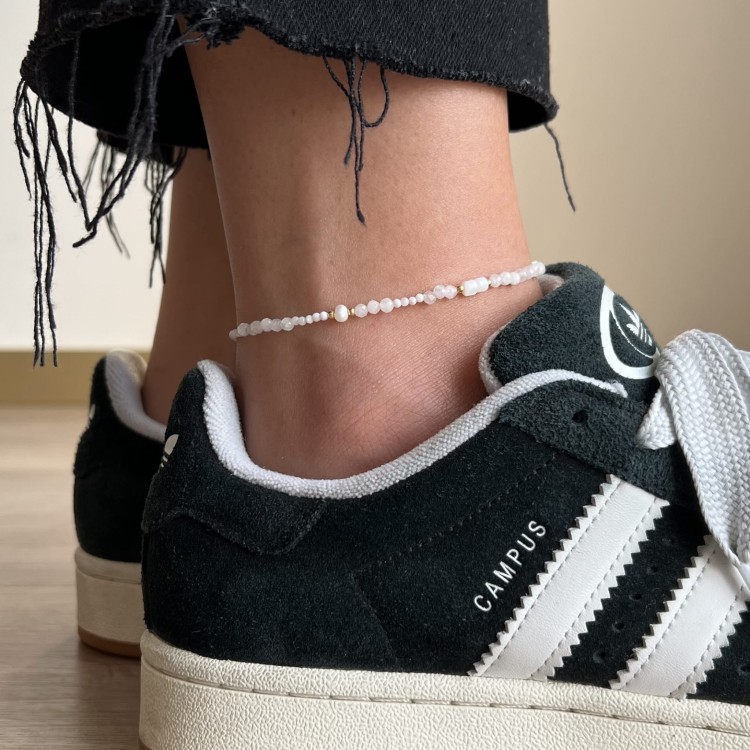 Bransoletka na kostkę PERŁA kamienie naturalne