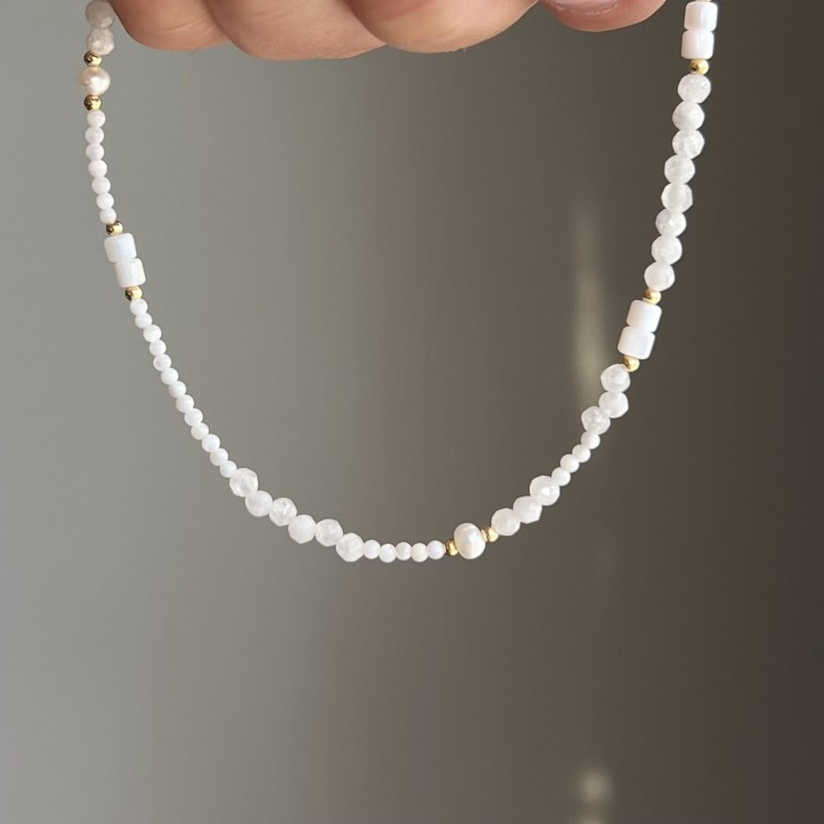 Bransoletka na kostkę PERŁA kamienie naturalne