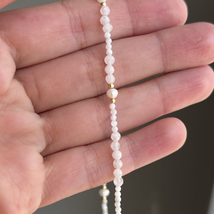 Bransoletka na kostkę PERŁA kamienie naturalne