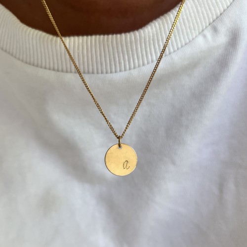 Personalizowany naszyjnik z literką – blaszka12 mm, splot pancerka