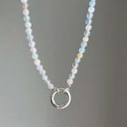 Naszyjnik ZAPIĘCIE KOŁO morganit KOLOR kamienie naturalne pastelowe