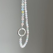 Naszyjnik ZAPIĘCIE KOŁO morganit KOLOR kamienie naturalne pastelowe