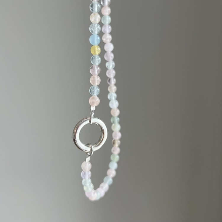 Naszyjnik ZAPIĘCIE KOŁO morganit KOLOR kamienie naturalne pastelowe