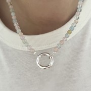 Naszyjnik ZAPIĘCIE KOŁO morganit KOLOR kamienie naturalne pastelowe