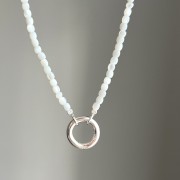 Naszyjnik ZAPIĘCIE KOŁO masa perłowa MUSZLA kamienie naturalne biały