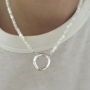 Naszyjnik ZAPIĘCIE KOŁO masa perłowa MUSZLA kamienie naturalne biały