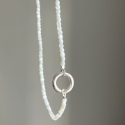 Naszyjnik ZAPIĘCIE KOŁO masa perłowa MUSZLA kamienie naturalne biały