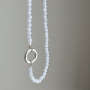 Naszyjnik ZAPIĘCIE KOŁO chalcedon JEANS kamienie naturalne niebieski