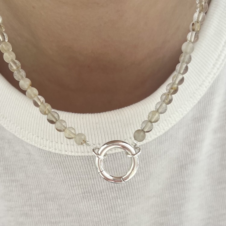 Naszyjnik ZAPIĘCIE KOŁO kwarc rutylowy SŁOŃCE kamienie naturalne żółty