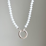 Naszyjnik ZAPIĘCIE KOŁO jadeit KOKOSOWY kamienie naturalne biały