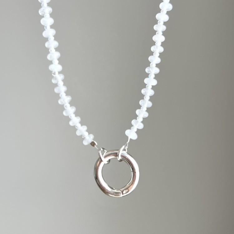 Naszyjnik ZAPIĘCIE KOŁO jadeit KOKOSOWY kamienie naturalne biały