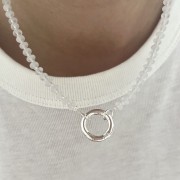 Naszyjnik ZAPIĘCIE KOŁO jadeit KOKOSOWY kamienie naturalne biały