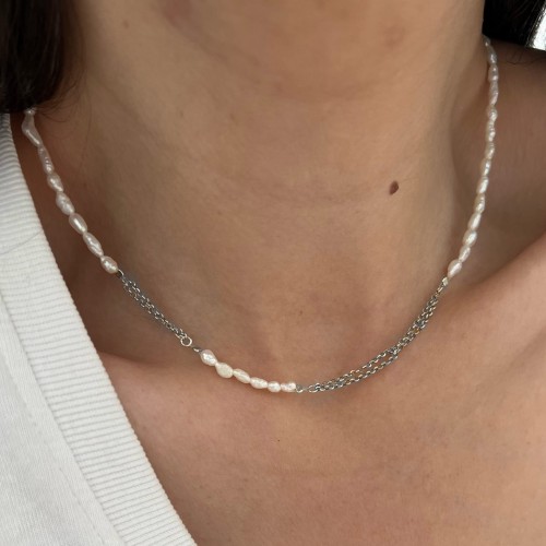 Srebrny naszyjnik ŁZA OCEANU perła naturalna