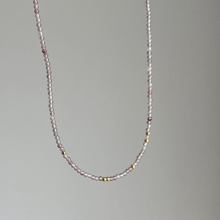 Naszyjnik MALINA kryształ górski kamienie naturalne