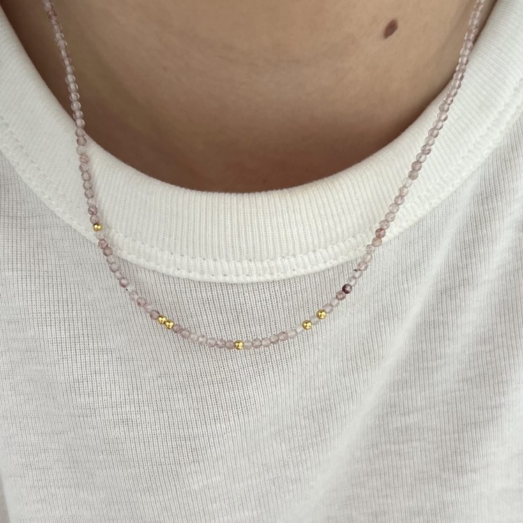 Naszyjnik MALINA kryształ górski kamienie naturalne