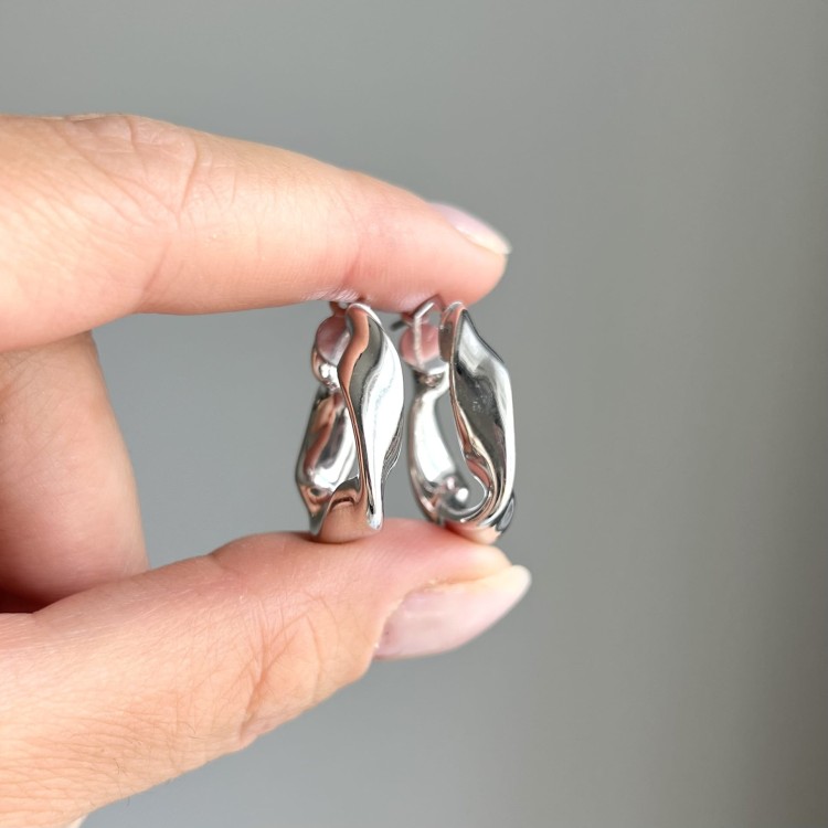 Srebrne kolczyki koła FALA