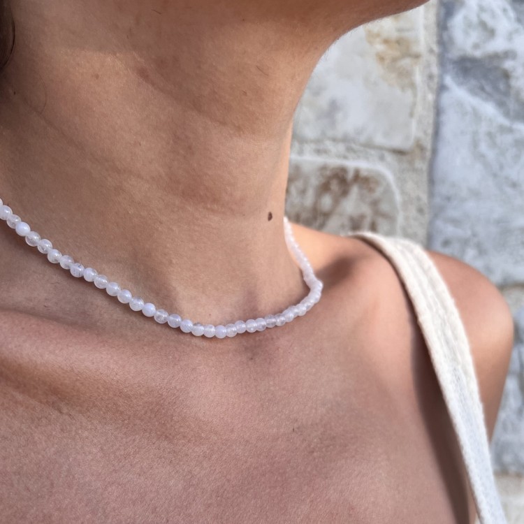 Naszyjnik ZAPIĘCIE KOŁO chalcedon JEANS kamienie naturalne niebieski