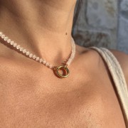 Naszyjnik ZAPIĘCIE KOŁO jadeit KOKOSOWY kamienie naturalne biały