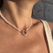 Naszyjnik ZAPIĘCIE KOŁO jadeit KOKOSOWY kamienie naturalne biały