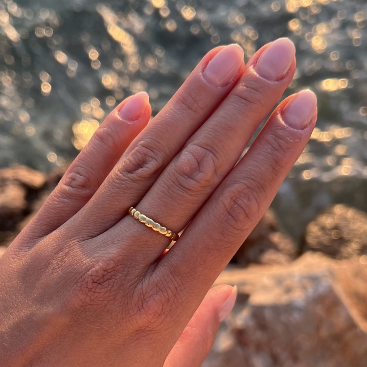 Srebrny pozłacany pierścionek KULKA