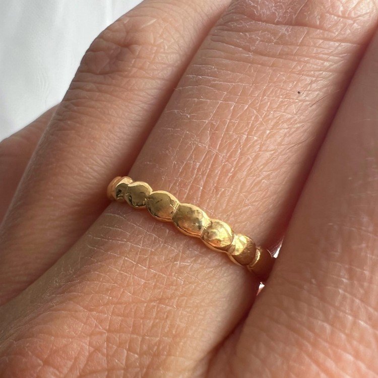 Srebrny pozłacany pierścionek KULKA