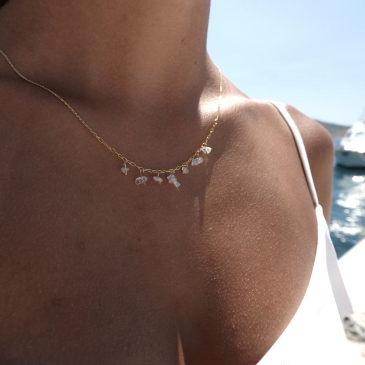 Srebrny naszyjnik kryształ górski SPOKÓJ