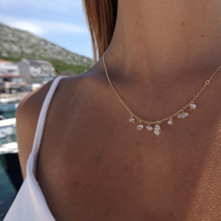 Srebrny naszyjnik kryształ górski SPOKÓJ