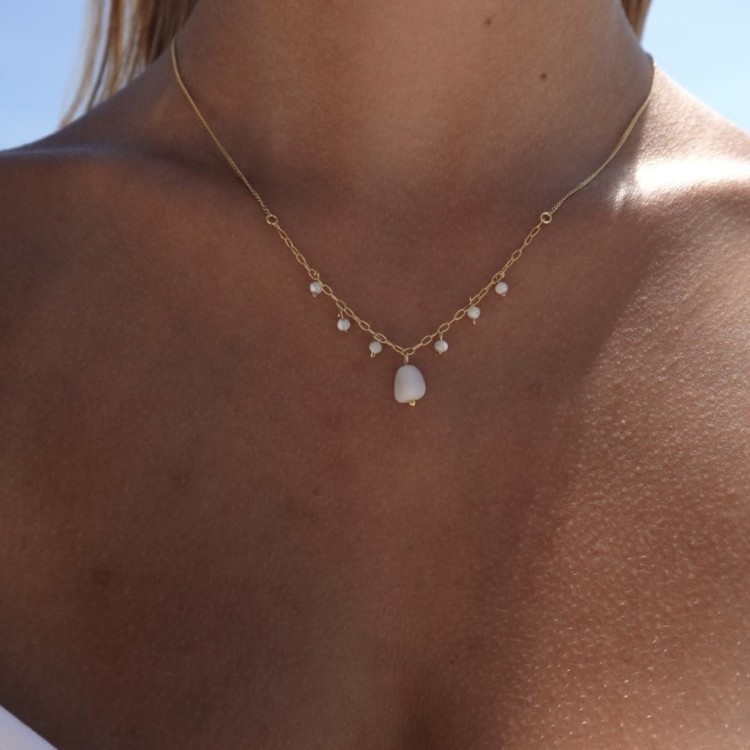 Srebrny naszyjnik masa perłowa RADOŚĆ