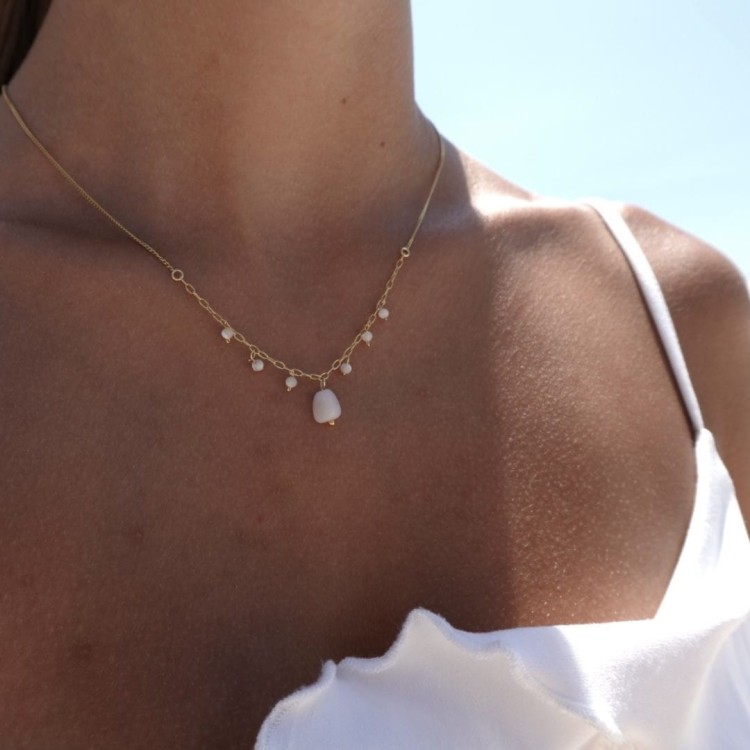 Srebrny naszyjnik masa perłowa RADOŚĆ