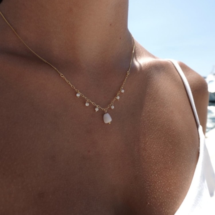 Srebrny naszyjnik masa perłowa RADOŚĆ