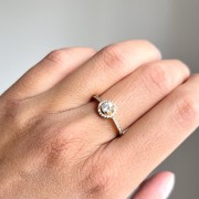 Srebrny pozłacany pierścionek z cyrkoniami BŁOGOŚĆ