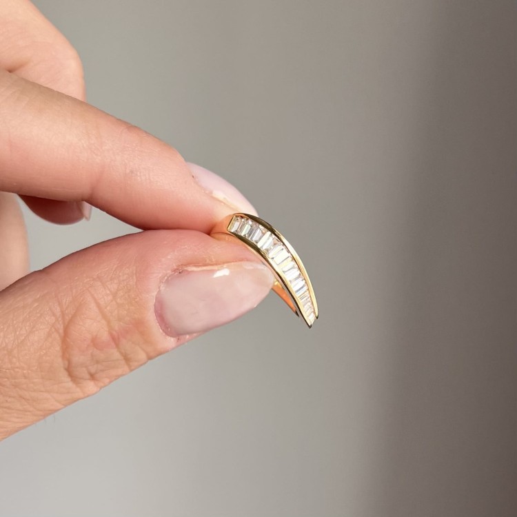 Srebrny pozłacany pierścionek z cyrkoniami FORMA no. 2