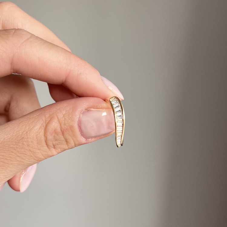 Srebrny pozłacany pierścionek z cyrkoniami FORMA no. 2