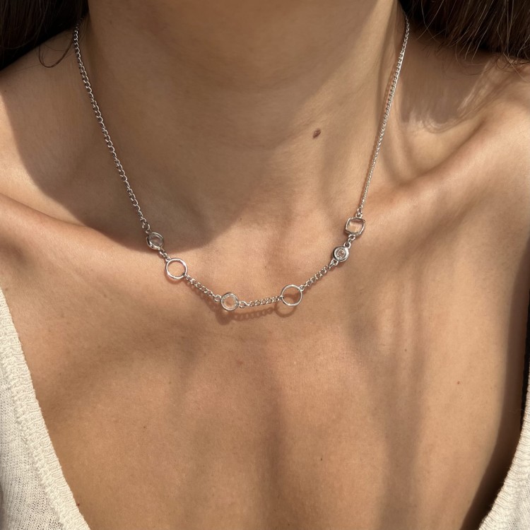 Srebrny naszyjnik KOLOROWY odcień brylantowy