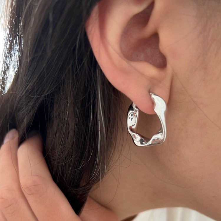 Srebrne kolczyki koła FALA