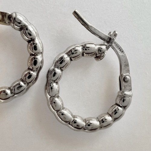 Srebrne pozłacane kolczyki koła kulki mini