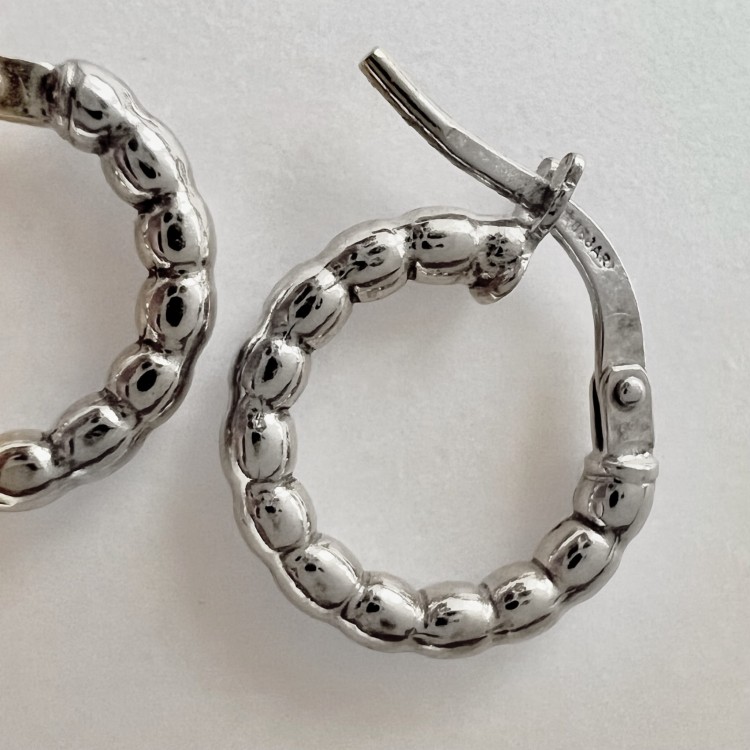 Srebrne pozłacane kolczyki koła kulki mini