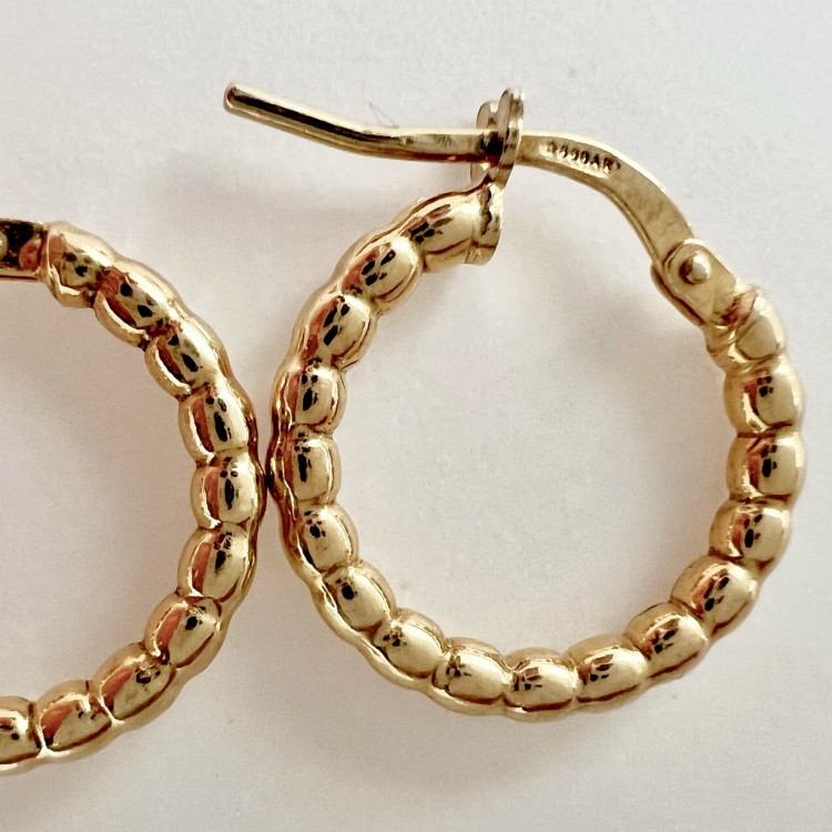 Srebrne pozłacane kolczyki koła kulki