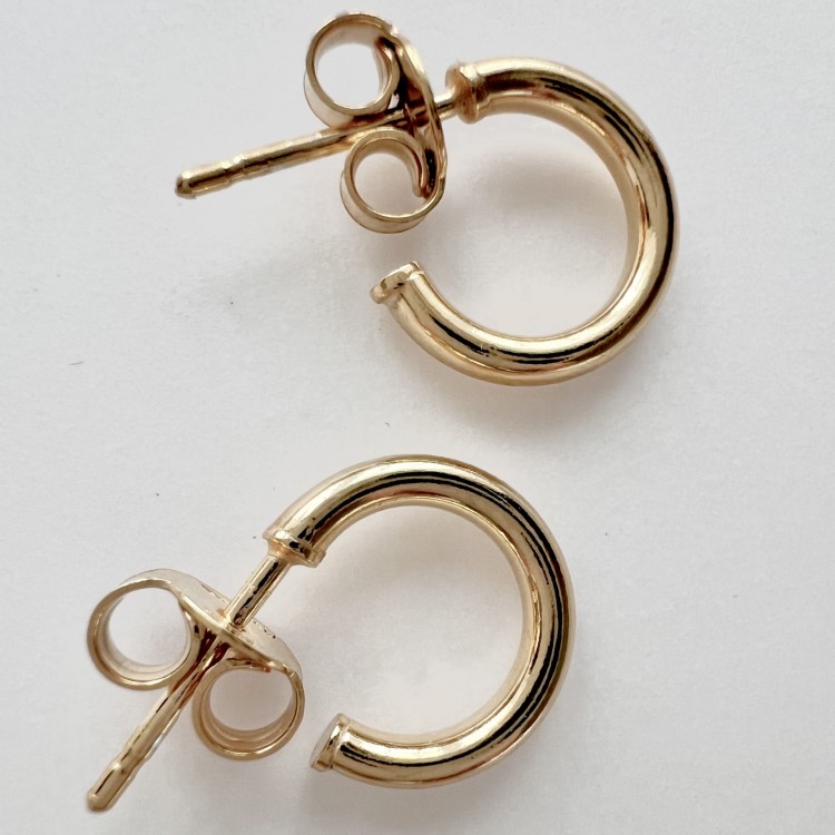 Srebrne pozłacane kolczyki koła KLASYCZNE mini