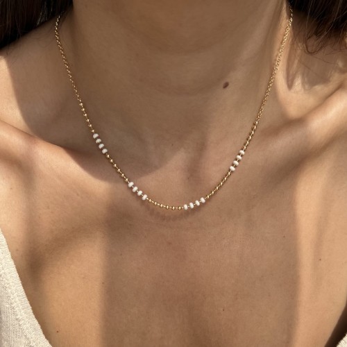 Srebrny pozłacany naszyjnik choker z kulek BIEL