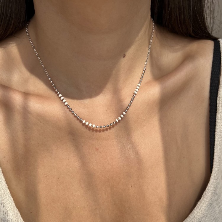Srebrny naszyjnik choker z kulek BIEL