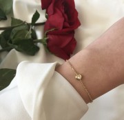 Srebrna pozłacana delikatna bransoletka SERDUSZKO i cyrkonią