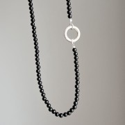 Naszyjnik ZAPIĘCIE KOŁO spinel CZERŃ kamienie naturalne czarny