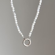 Naszyjnik ZAPIĘCIE KOŁO kamień księżycowy PEŁNIA kamienie naturalne biały