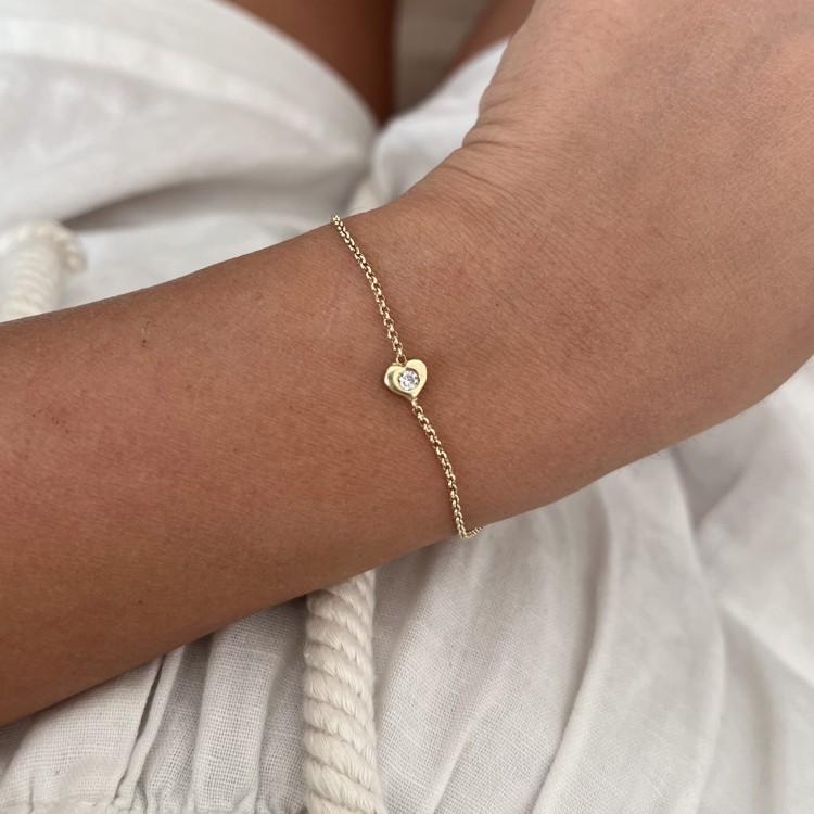 Srebrna pozłacana delikatna bransoletka SERDUSZKO i cyrkonią