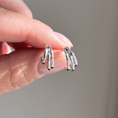 Srebrne kolczyki KOŁA POTRÓJNE