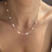 Srebrny pozłacany naszyjnik choker PERŁA