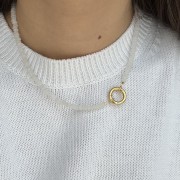 Naszyjnik ZAPIĘCIE KOŁO jadeit AKCENT kamienie naturalne biały