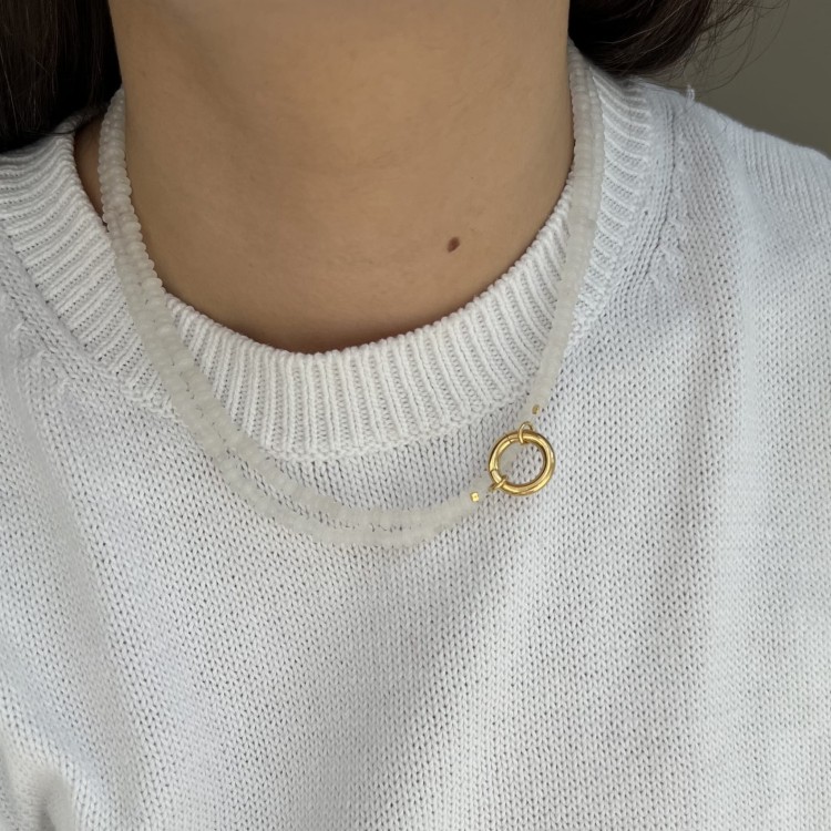 Naszyjnik ZAPIĘCIE KOŁO jadeit AKCENT kamienie naturalne biały