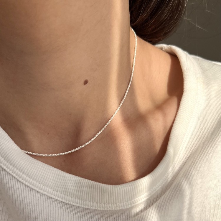 Srebrny naszyjnik choker WŁÓCZKA cienki